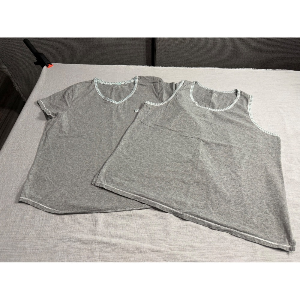 Carole Hochman Women's XL Pajama Top Set 2pc Heather Gray Cotton Tee Tank Top